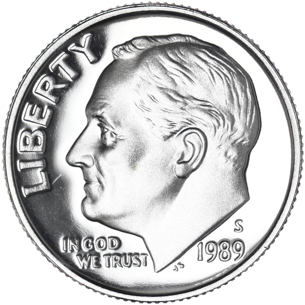 1989 S Roosevelt Dime Gem DCam Proof CN-Clad