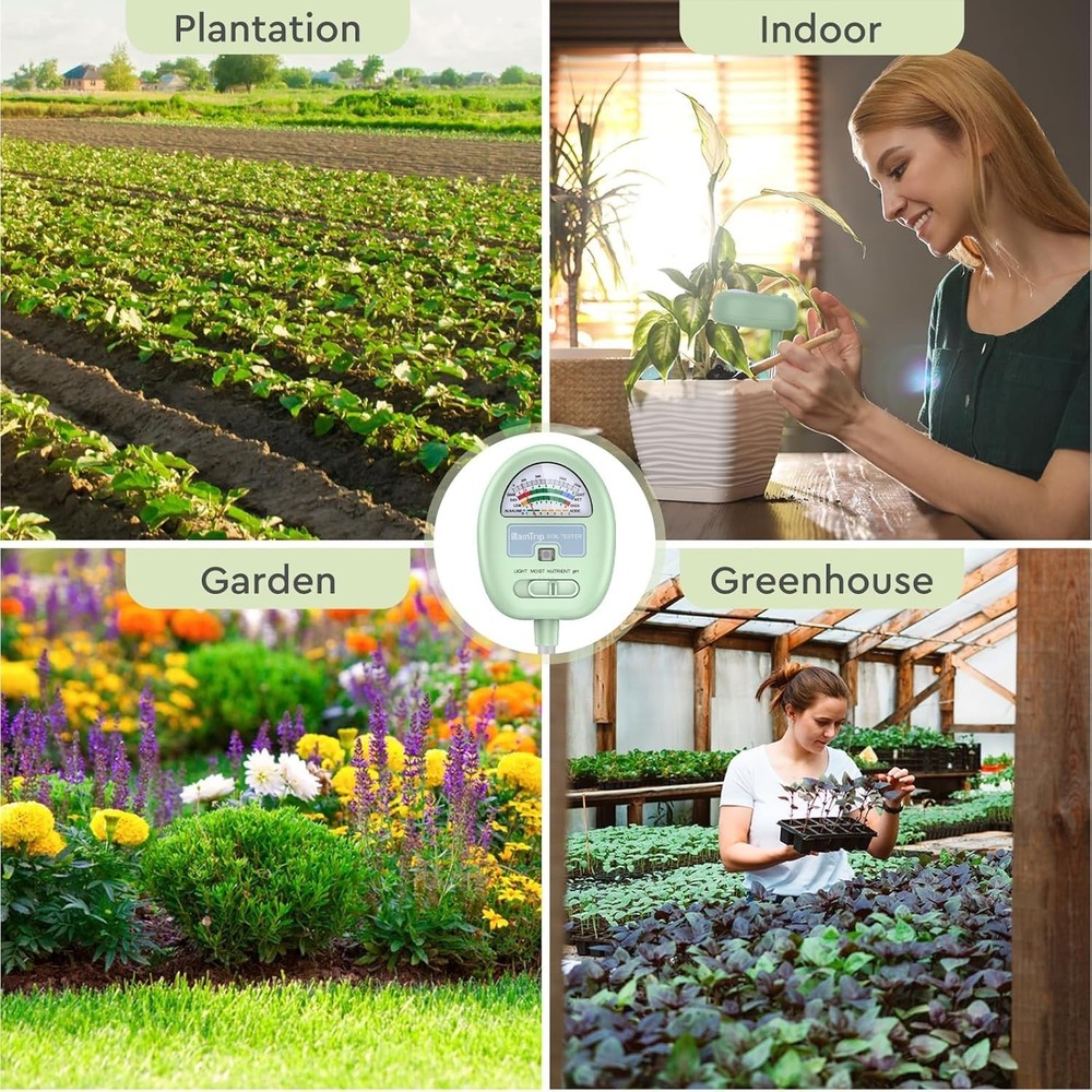 Comprehensive Soil Testing Kit - Moisture, pH, Light & Nutrients Included