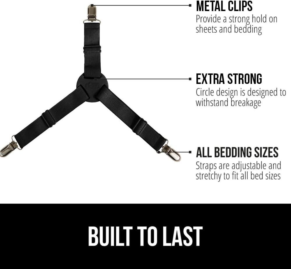 Innovative Bed Sheet Holders - Adjustable & Durable Fasteners with 4 Metal Clips