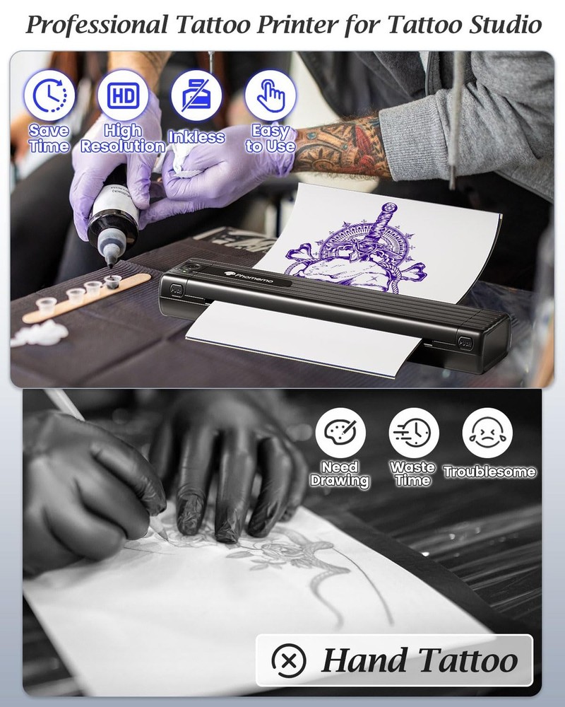 Phomemo TP83 Wireless Tattoo Stencil Printer, Upgraded Thermal Tattoo Printer...