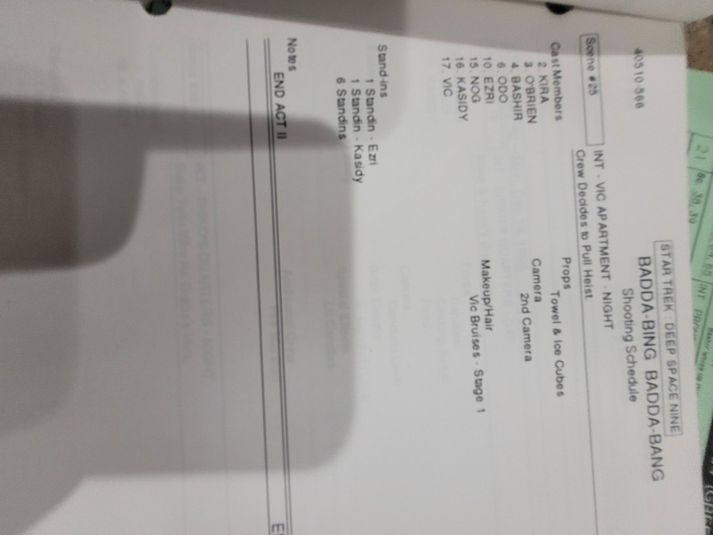 Star Trek Deep Space Nine Final Draft "Badda-bing Badda-Bang"