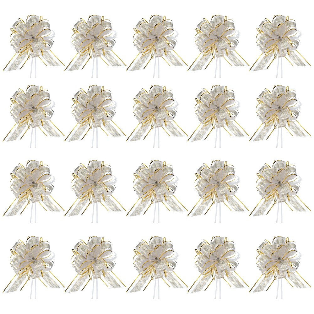 Large Gift Bow 9x7 Inch, 20 Pack  Pull Bows for Gift Wrapping, White