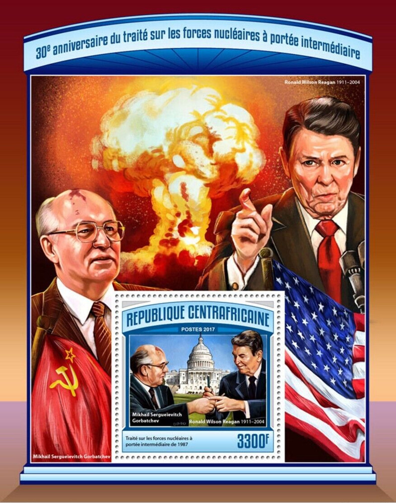 Ronald Reagan - American President /Gorbachev/ Nuclear Forces / Flags - MNH**