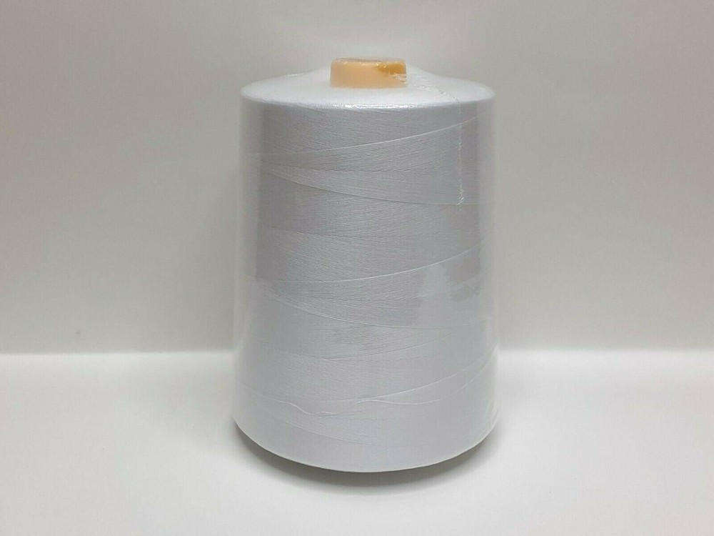 1 Pc. 10000 Each Yards Sewing Machine Polyester Threads overlock Cones  White
