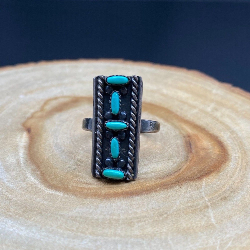 Vintage Navajo Native Turquoise Silver Ring Size 6