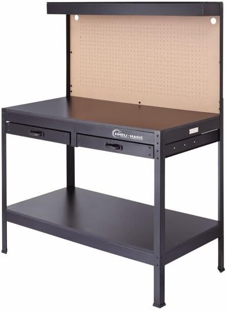 48" Workbench with Power Outlets & Light, 500LBS Capacity, Heavy-Duty Table