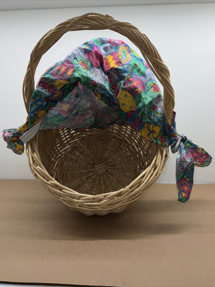 Easter Basket Kitsch Multi Color Liner Woven Boho Wicker