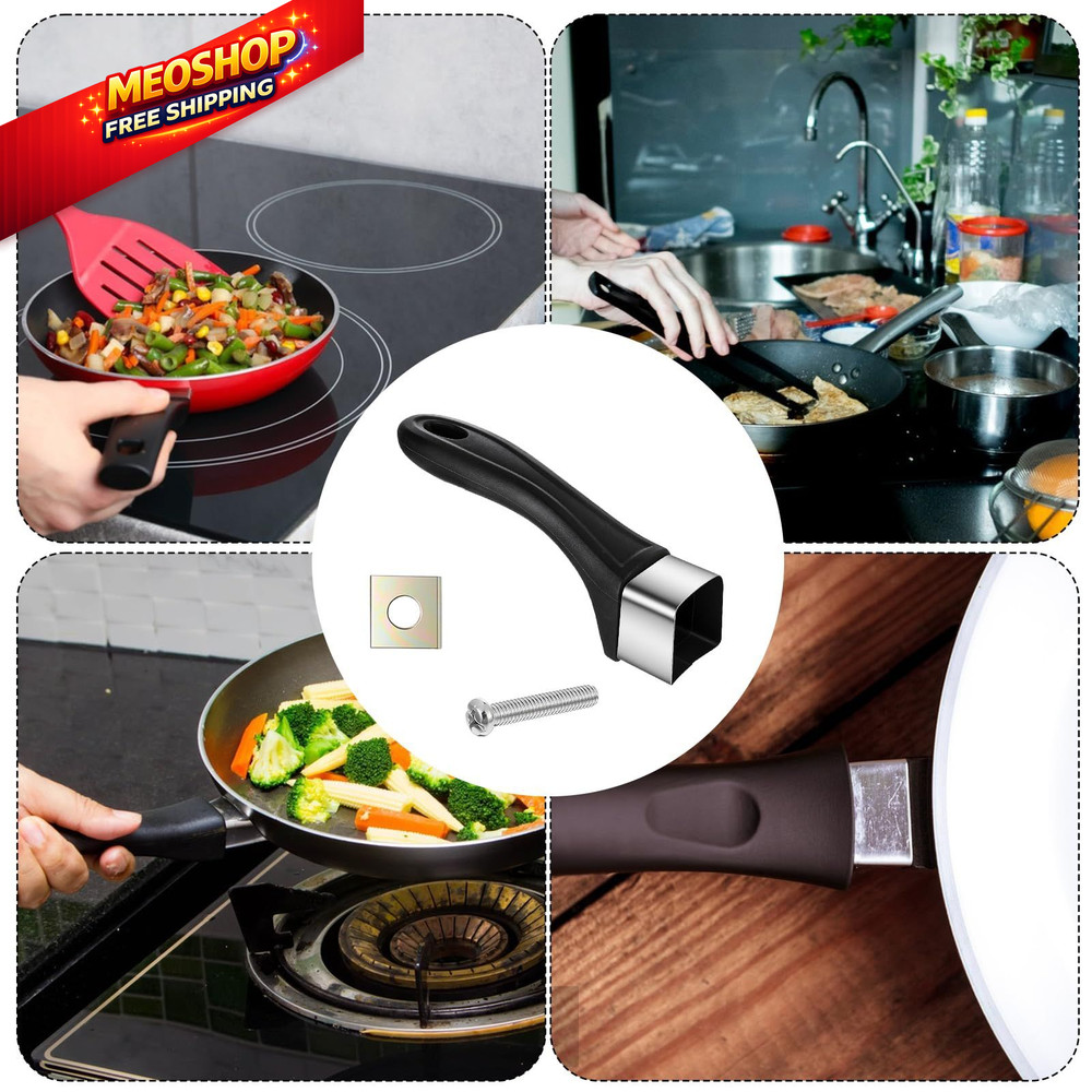 Bakelite Pot Handle, Big Scald-Proof Long Handle Replacement Grip, Black