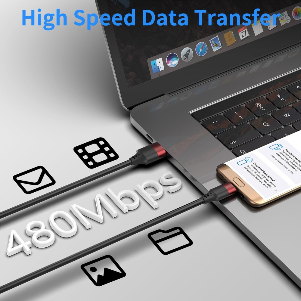 10 Pack Short Micro USB Cable 1ft, Bulk 12 inch 1 FT, Red