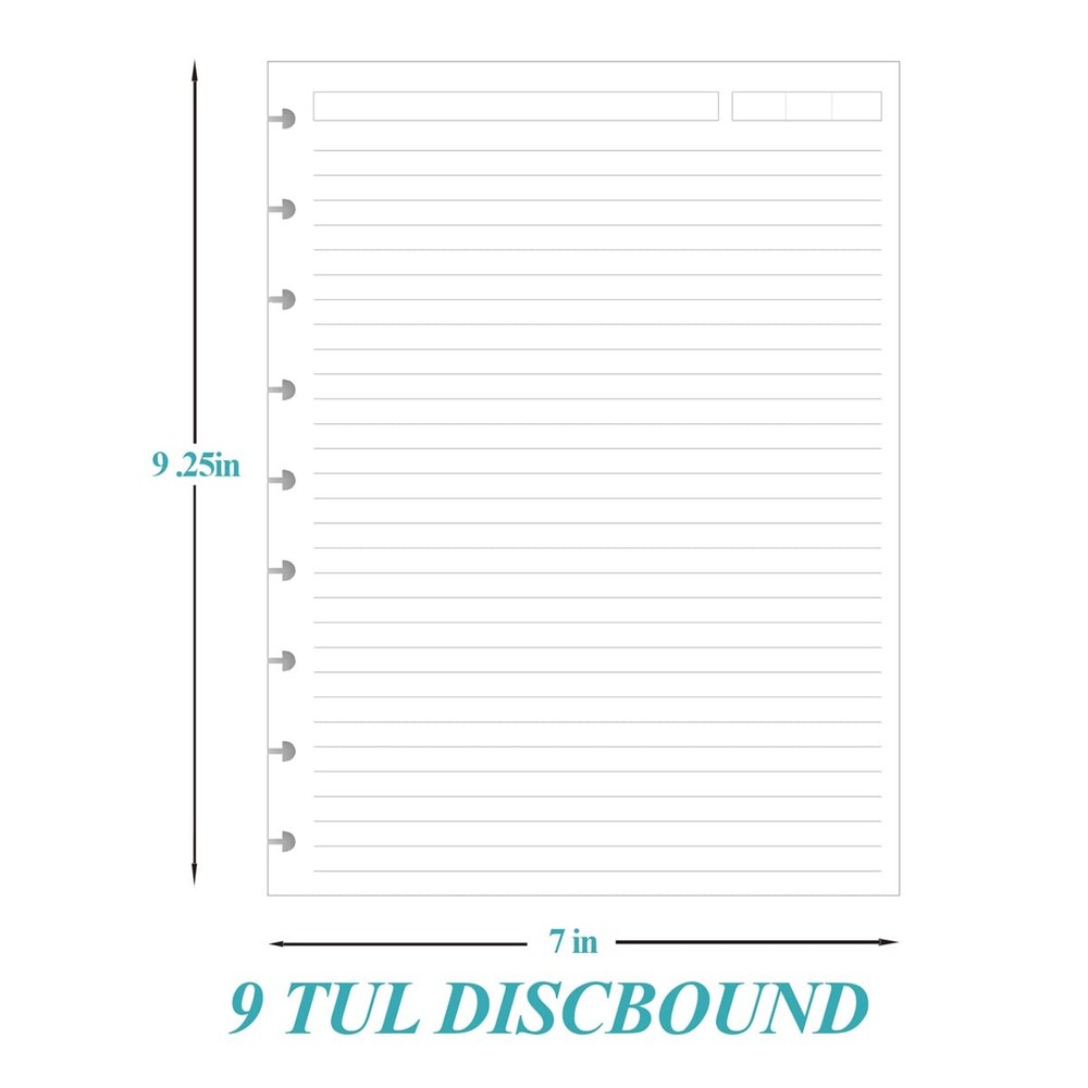 ZGMJ Classic Size Discbound Lined Refill Paper, 9-Disc White
