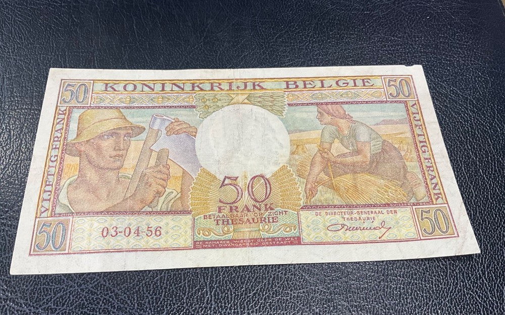 50 Belgium Frank banknote dated 3/4/56