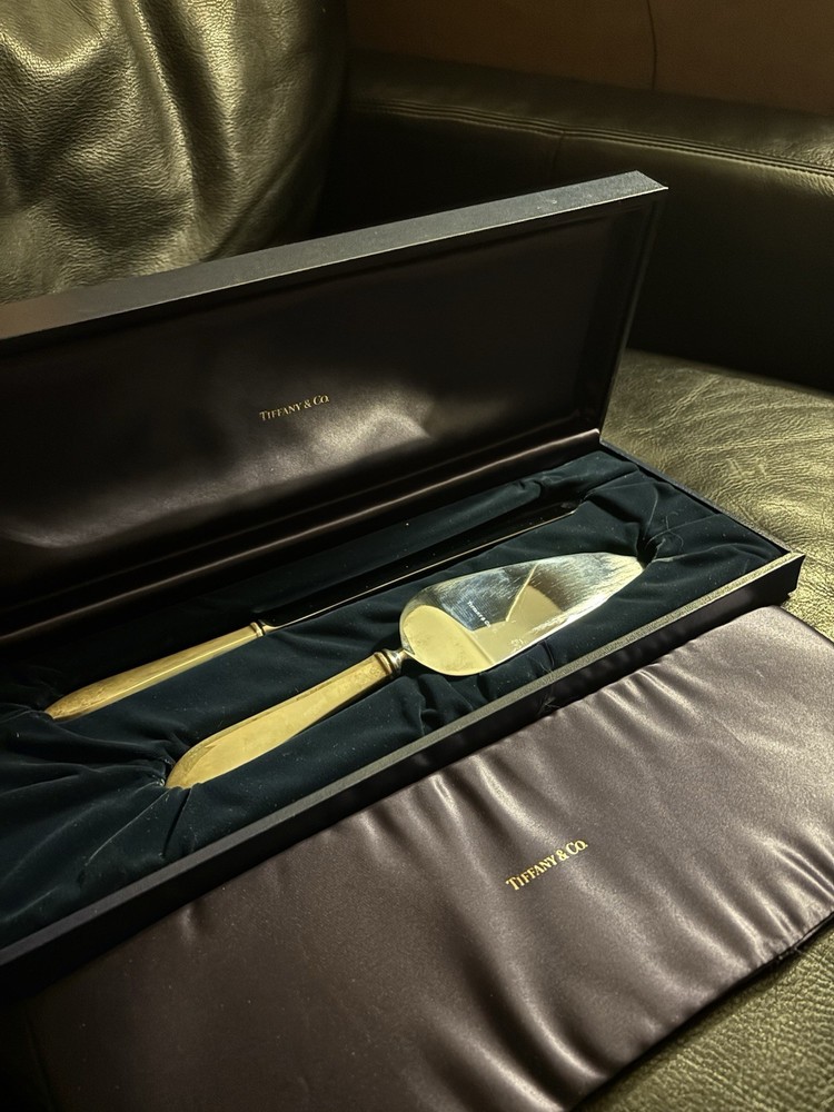 Authentic Tiffany Cake Servers Sterling Silver in box