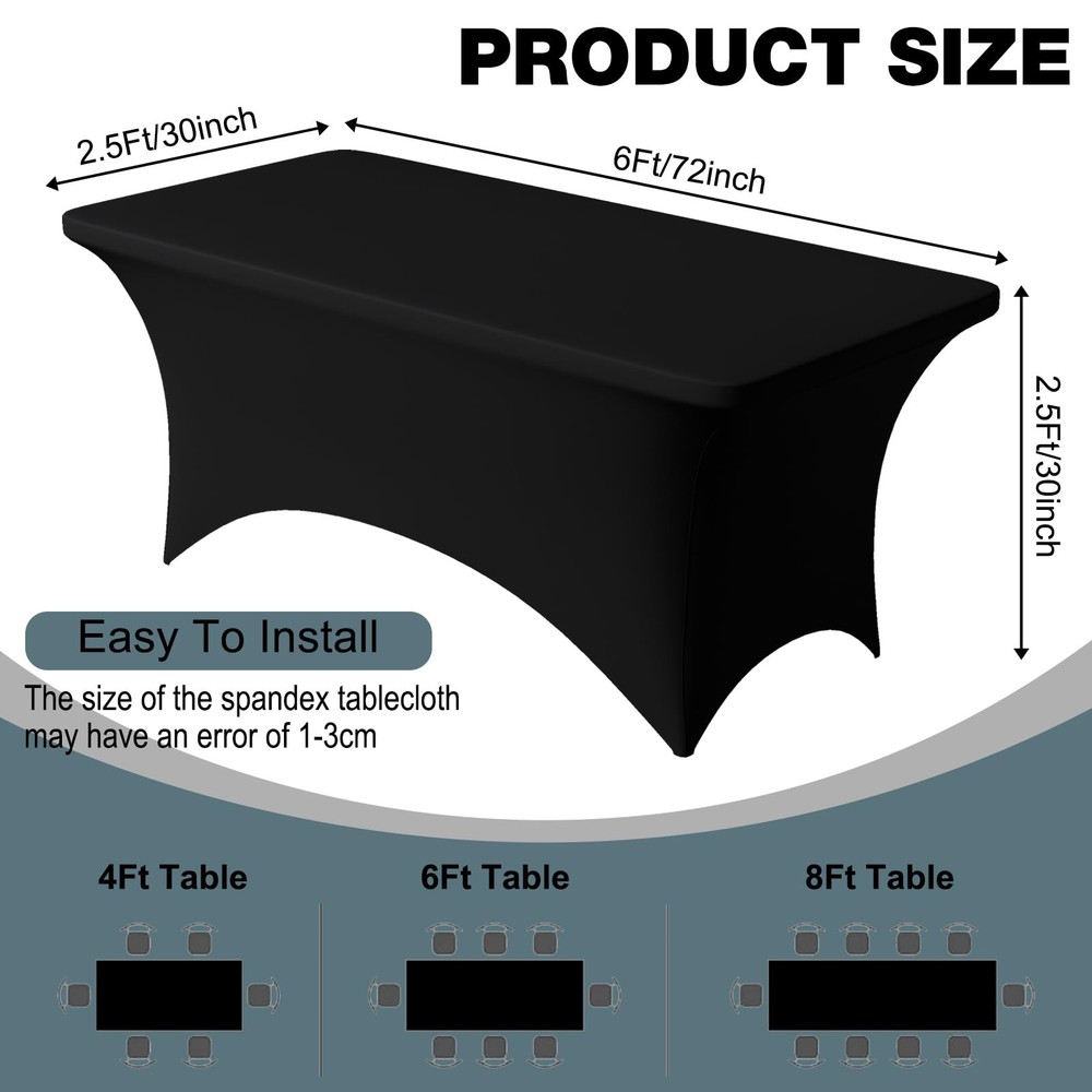 Trlyc 2 Pack 6FT Spandex Table Cloth - 72 x 30 Inch Rectangular Stretch Table...
