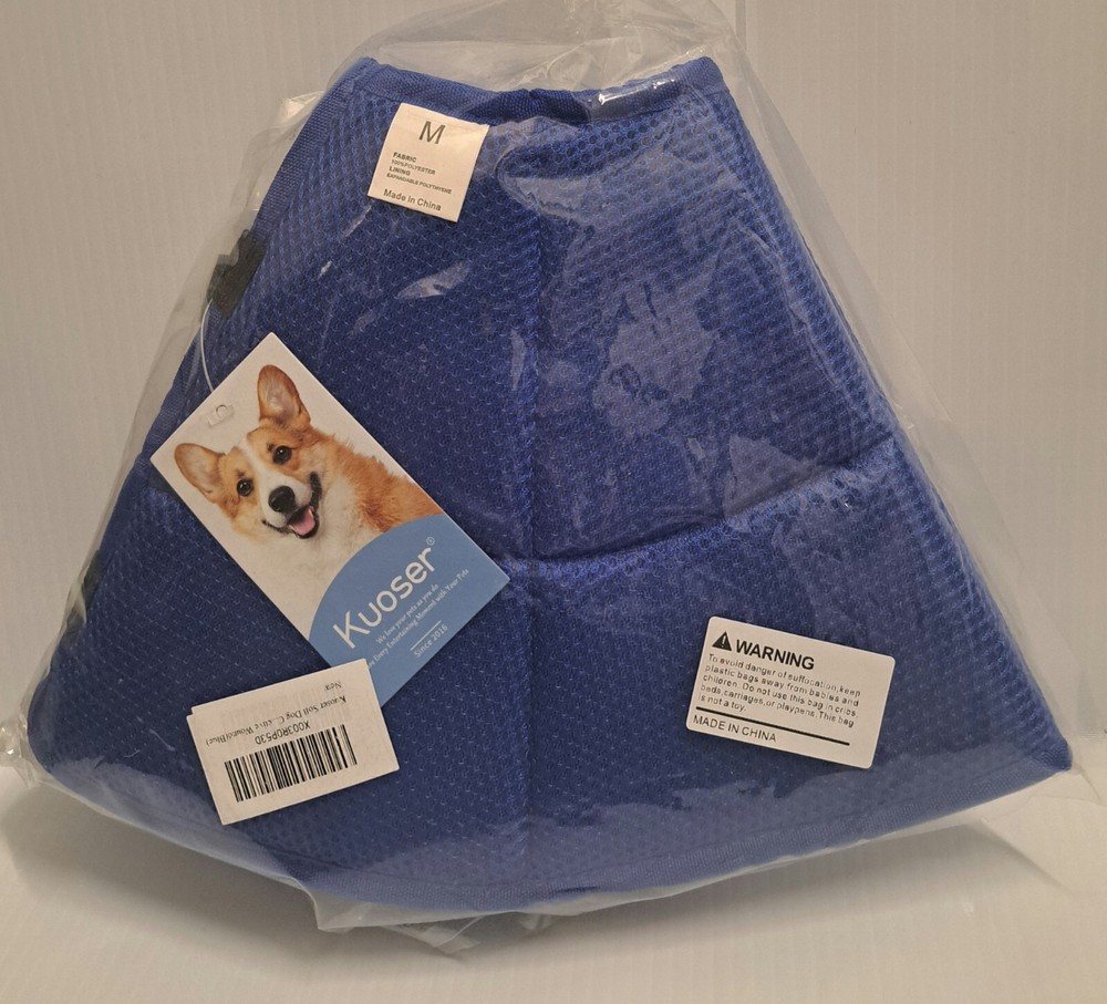 Kouser Soft Dog Collar Protective Wound Size Medium Blue Adjustable