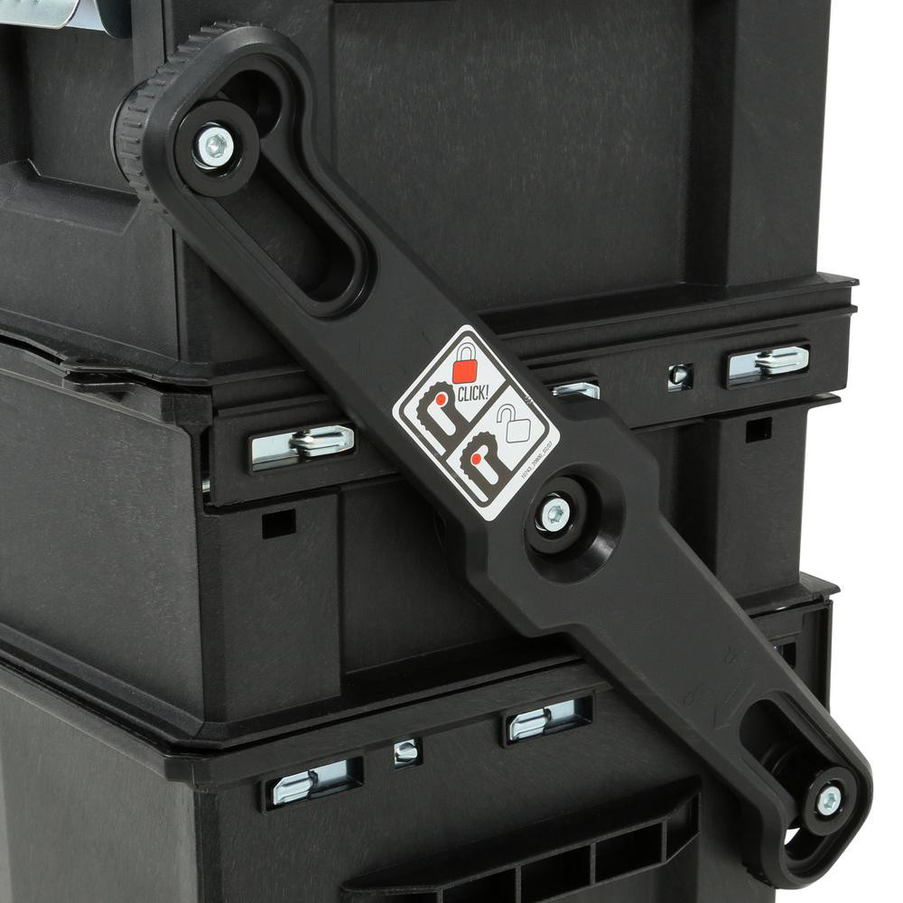 22in Mobile Tool Box 4in1 Cantilever Storage Compartment Wheels Rolling Black