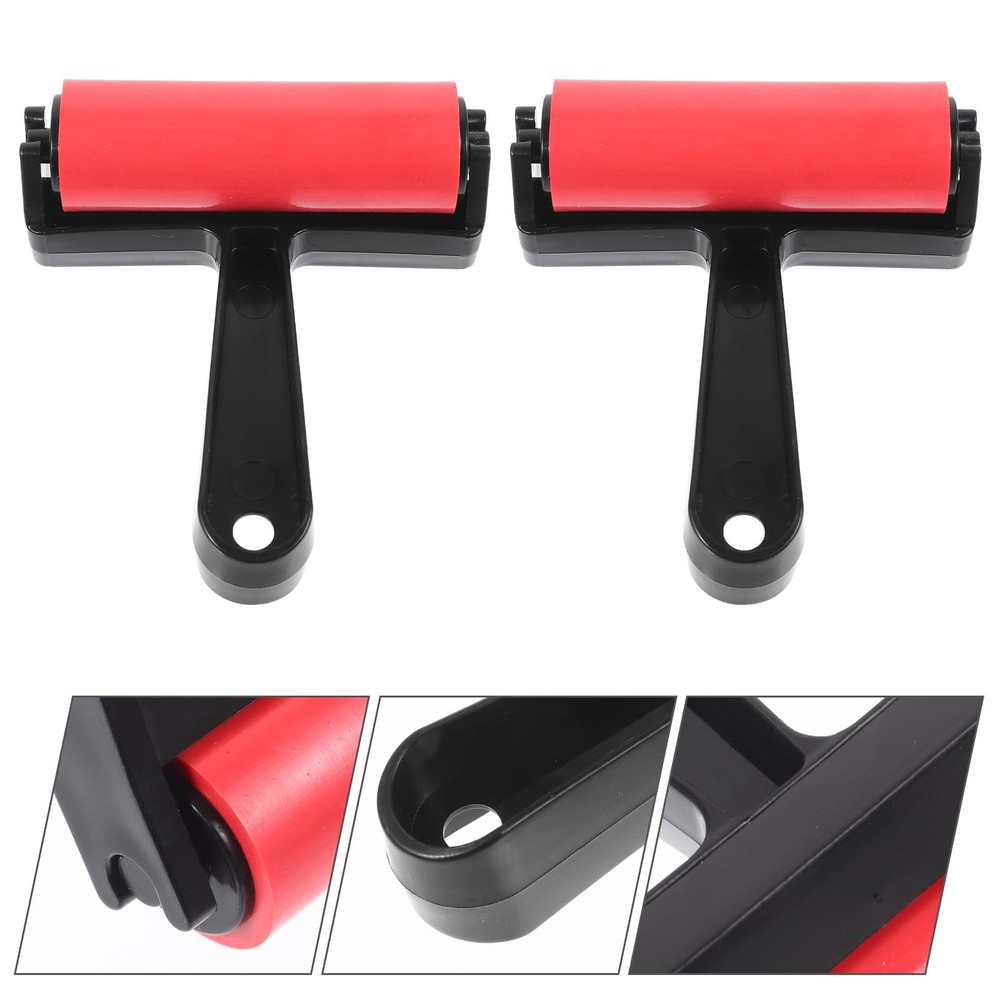 10 PCS Red Mini Printmaking Brayer Hard Rubber Applicator Craft Roller Tools