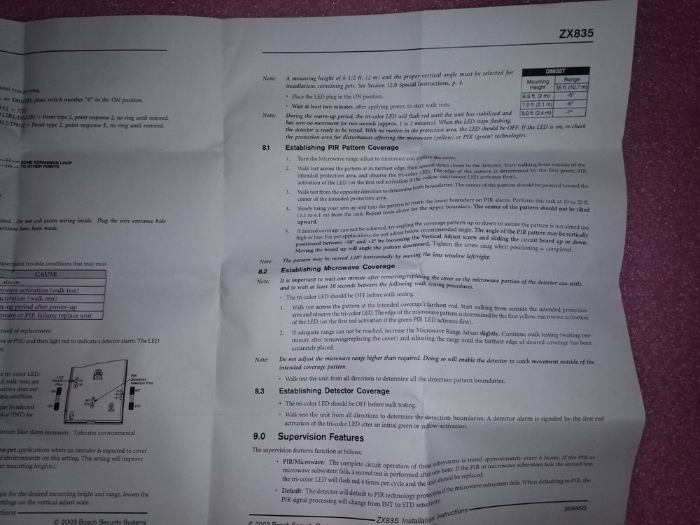BOSCH ZX835 Microwave PIR Detector with POPIT Interface