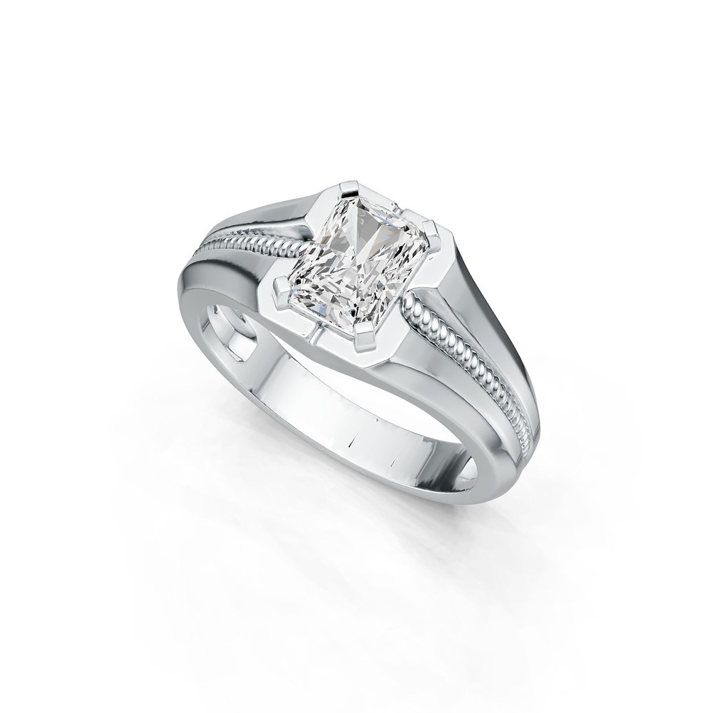 Sterling Silver Semi Mount Ring Setting Emerald OCT 8X6mm Men's Ring