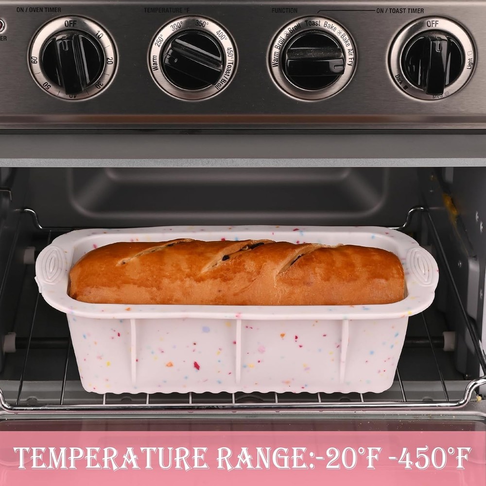 2 Pack Nonstick Silicone Loaf Molds - Easy Release Rectangle Baking Pans
