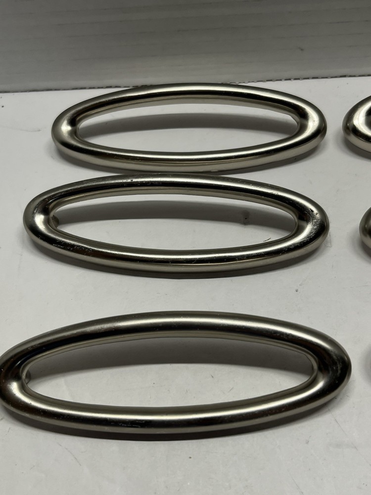 Vintage Lot (6) NOS Chrome Oval Fixed Drawer Pulls