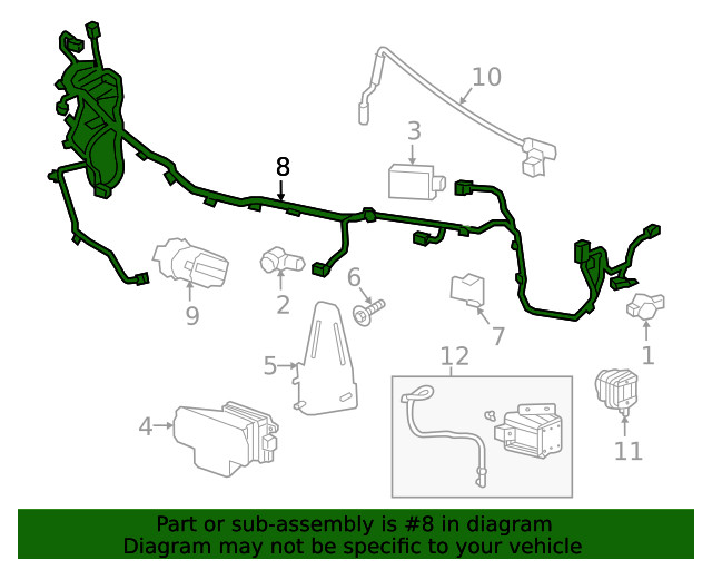 Genuine GM Front Object Alarm Sensor Wiring Harness 84878404