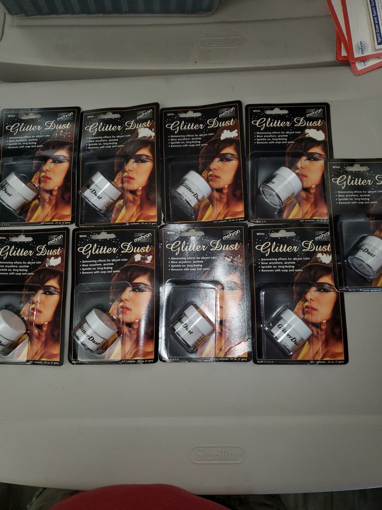 MEHRON MAKEUP GLITTER DUST GOLD SILVER AND WHITE