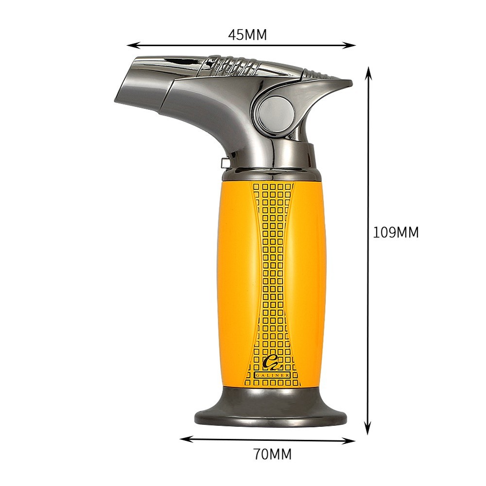 Metal Cigar Lighter Windproof Refillable 1 Jet Flame Torch Gift Box Adjustable