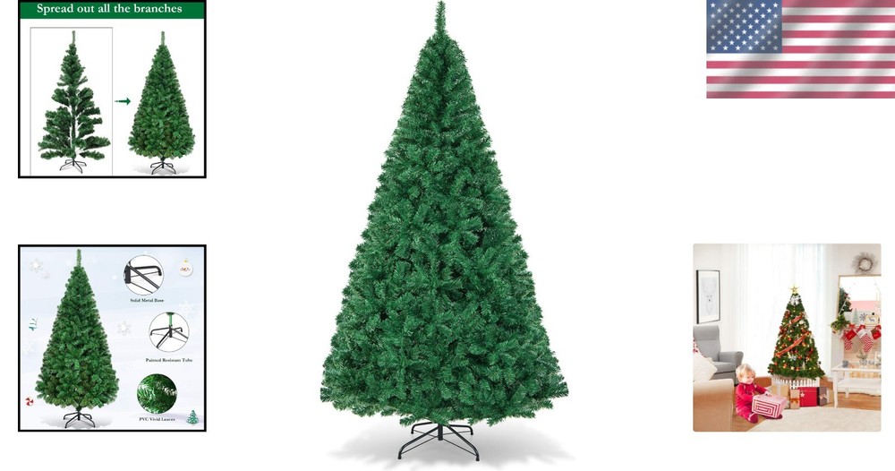 Realistic 8ft Artificial Pine Tree with Adjustable Branches for Christmas Cheer