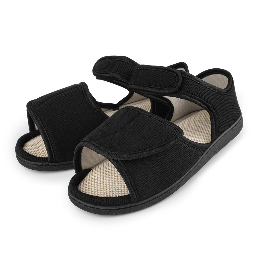 Men's Breathable Diabetic Sandals, Wide Width Adjustable Hook & Loop Open Toe