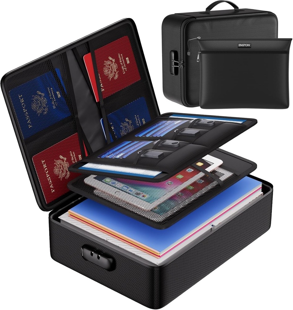 Fireproof Document Bag with Lock, 5 Layers Protection