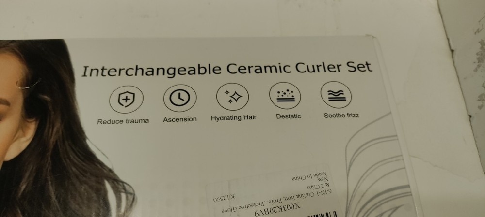 Interchangeable Ceramic Curler Set 6 IN 1 Adjustable Heat Settings Electric
