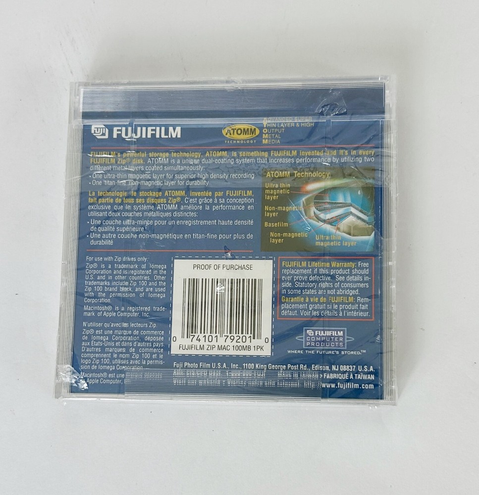 FujiFilm 100 MB Mac Formatted Disk Zip Drive Sealed