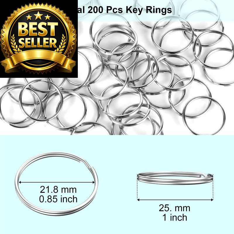 100PCS Split Key Rings Bulk for Keychain and Crafts 1”100Pack, silver