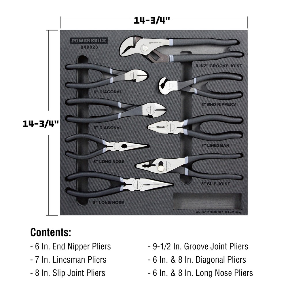 Powerbuilt 8 Piece Pro Tech Pliers Set - 949023