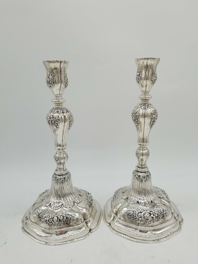 EARLY EUROPEAN SILVER CANDLESTICKS