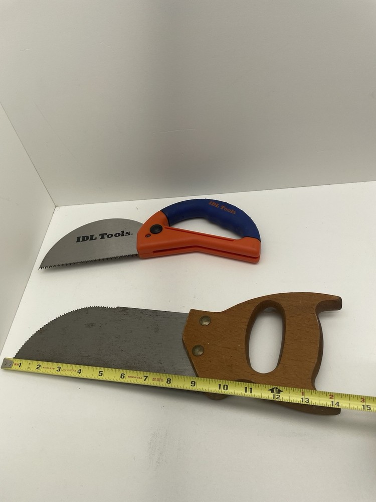IDL Tools Folding Hand Saw & 9” Half Rounded Hand Saw With Wooden Handle