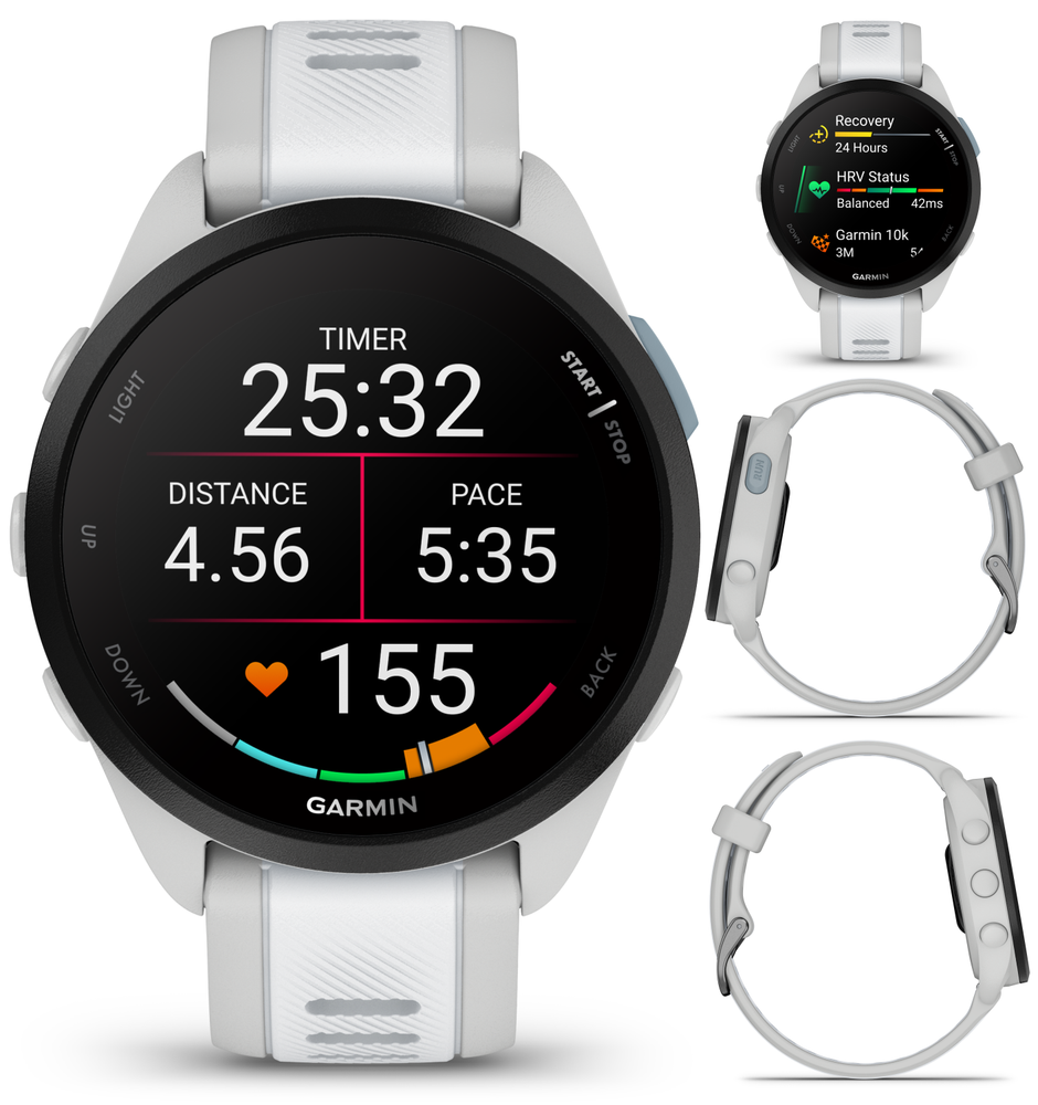Garmin Forerunner 165 Running Smartwatch AMOLED Touchscreen Training White