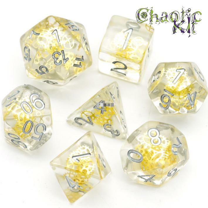 Artificer Dungeons and Dragons Class Dice Set, Cogs. DND Polyhedral Dice Set