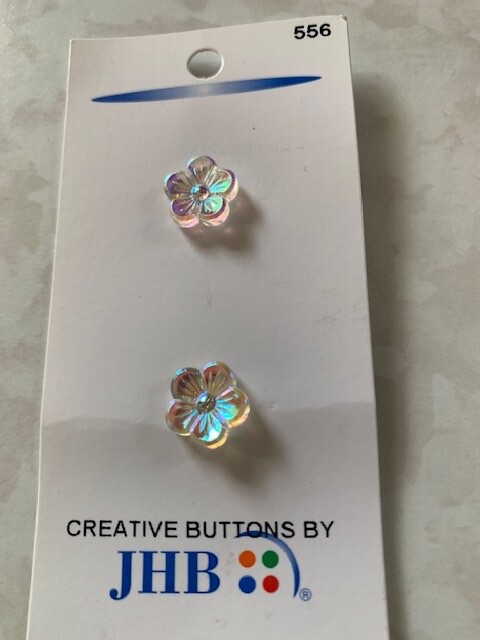 JHB INTERNATIONAL 3D BUTTON CLEAR FLOWER BUTTON FLOWER 2PCS