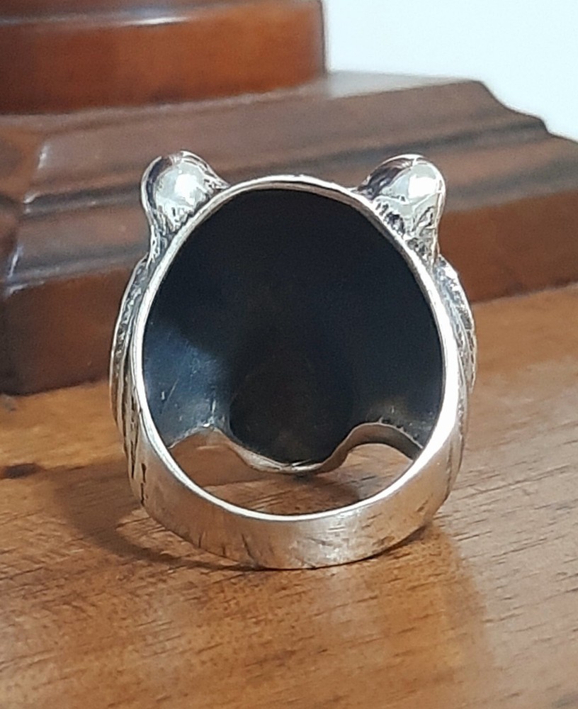 925 SILVER RING Men SEAL Tiger Ring Sterling Man $