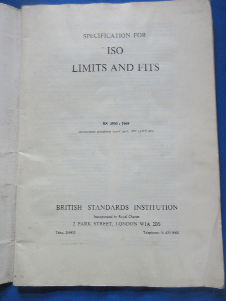 Specification For ISO Limits and Fits (British Standards 4500:1969