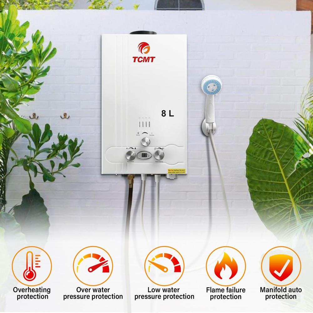 8L Propane Tankless Water Heater Gas LPG On Demand Water Heater Water Boiler