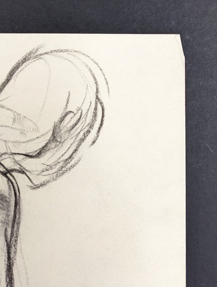 Walter Eck, seated nude, drawing, autographed