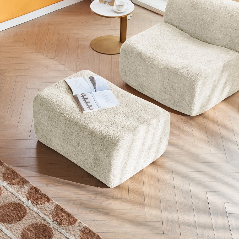 Space-Saving Single Foam Sofa Chair with Footrest & Pillow