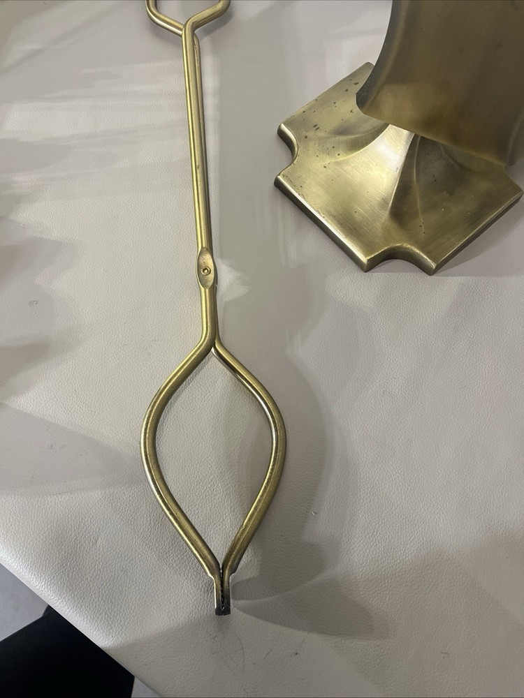 Antique Brass Fireplace Set, 5 Piece