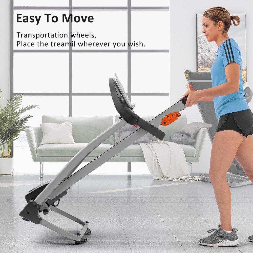 Easy Folding Treadmill 2.5HP 3-Level Incline Device Holder Pulse Sensor Home