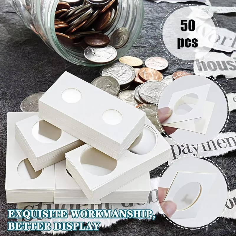 50pcs Assorted Coin Holders Cardboard Mylar Flips 25mm