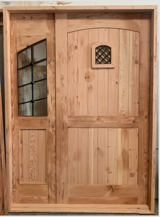 Rustic solid alder door Pre Hung one side lite 2 sets trim Glass U choose size