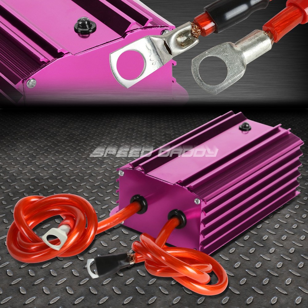 HIGH EFFICIENCY UNIVERSAL CAR BATTERY VOLTAGE STABILIZER REGULATOR+CABLE PURPLE