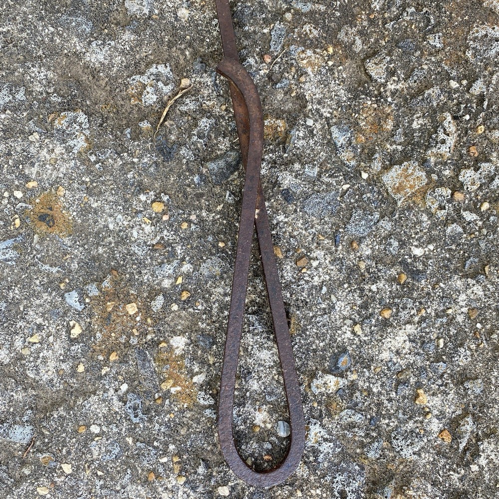 Vintage Wrought Iron Fireplace Poker Hook Tool, 32.25", Primitive, Rustic